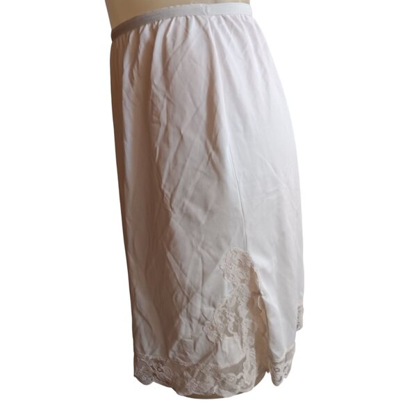 Vintage Women's Medium White Half Slip Lace Hem 1970's Ivory-Cream Goth Skirt - Picture 2 of 5